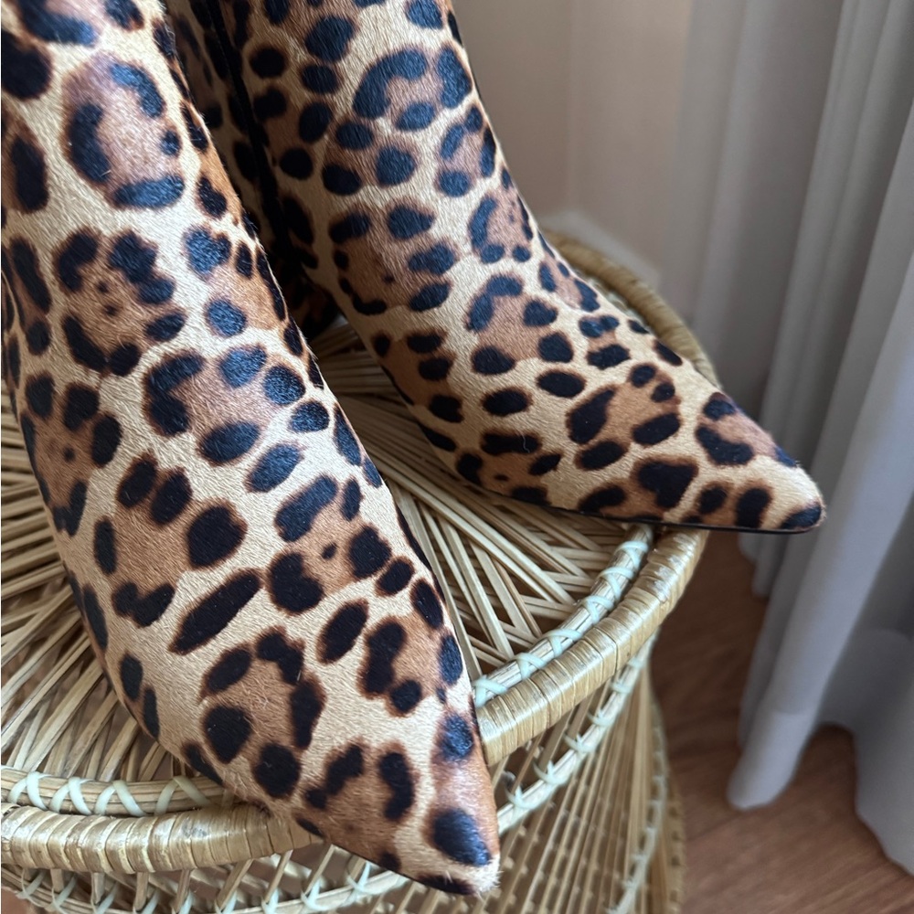 J. Crew Leopard Calf Hair Pointed Toe Boots Size 6.5 - Picture 4 of 9